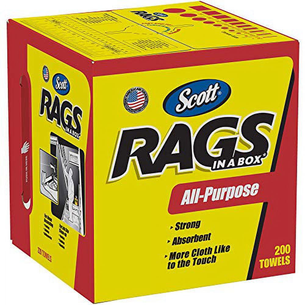 Kimberly-Clark Scott 75260 Rags in a Box, White (200 Towels)