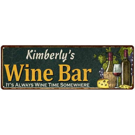 Kimberly's Wine Bar Green Chic Sign Home Kitchen Decor 6x18 206180001025