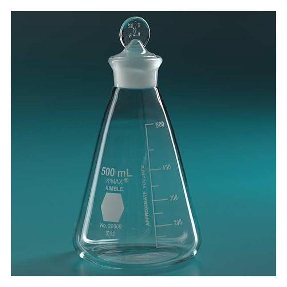 Kimble Chase Erlenmeyer Flask,500mL,PK8 26600-500