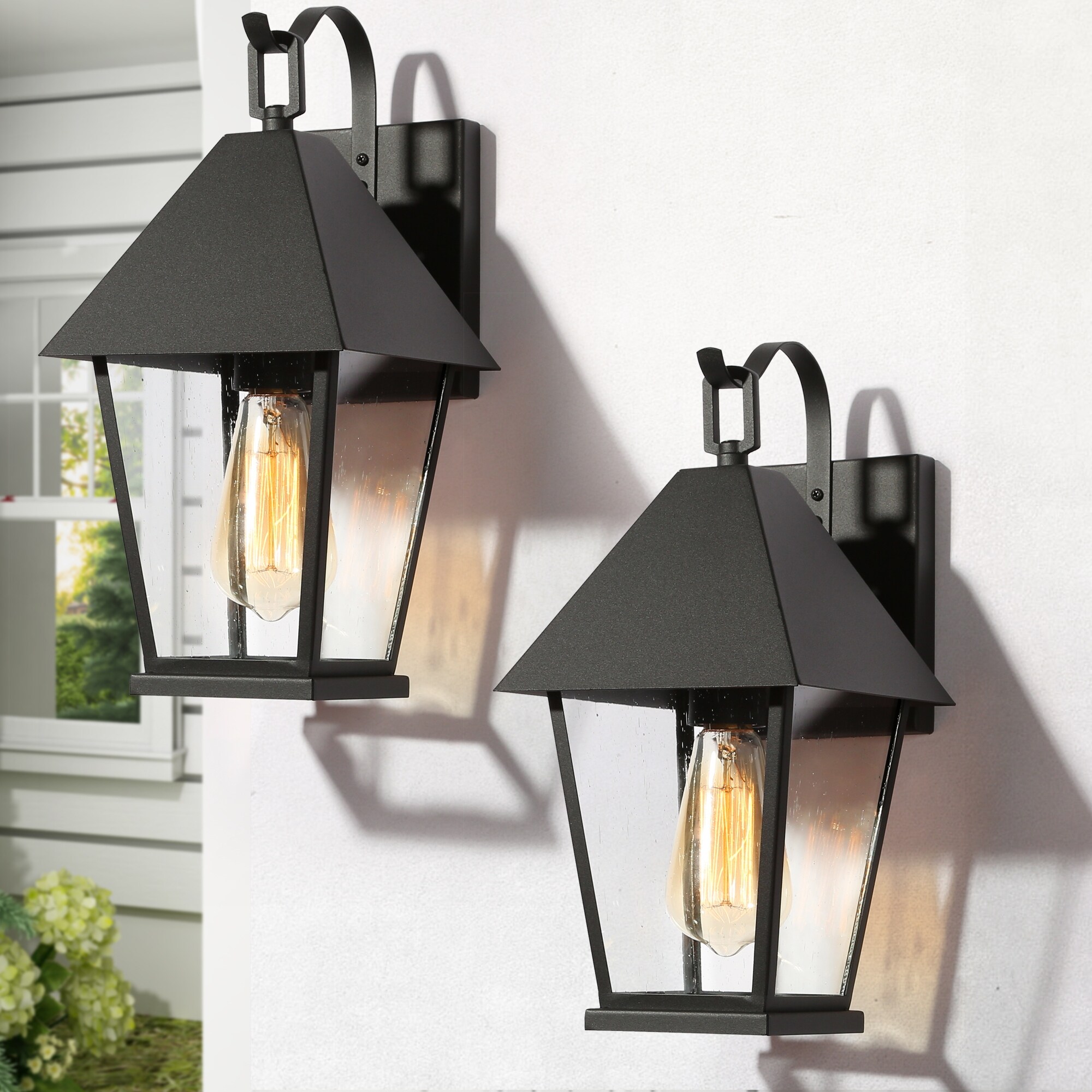 Kimbo 2pack Black Outdoor Garage Lights Wall Lantern for Porch, Front
