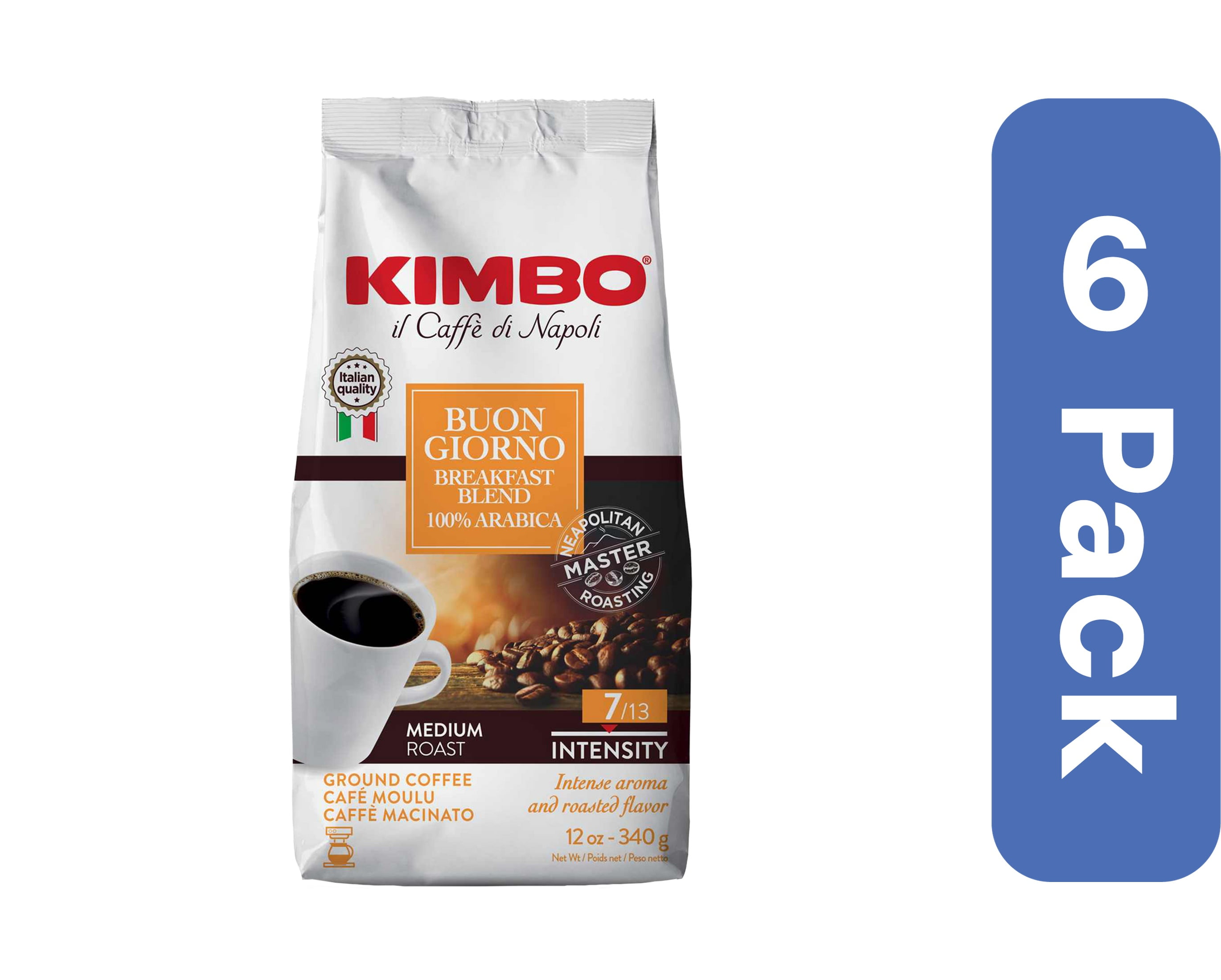 Kimbo Coffee Ground Buongiorno 12 oz (Pack Of 6)