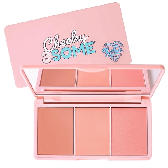 KimChi Chic Beauty Cheeky 3Some Blush Trio, 3 Powder Blush for Cheeks, Blendable Makeup Palette, 02 Apple Bottom Cheeks, 0.47 oz