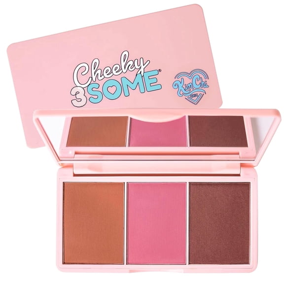KimChiChic Beauty Cheeky 3Some Blush Trio, 3 Powder Blush for Cheeks, Blendable Makeup Palette, 04 Royal Flush, 0.47 oz