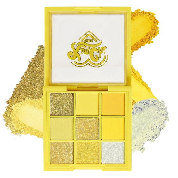 KimChiChic Beauty Citrus Queen Shadow Palette Makeup, 9 Highly Pigmented, Blendable Shimmer & Matte Shadow Shades, 02 Lemon, 0.25 oz