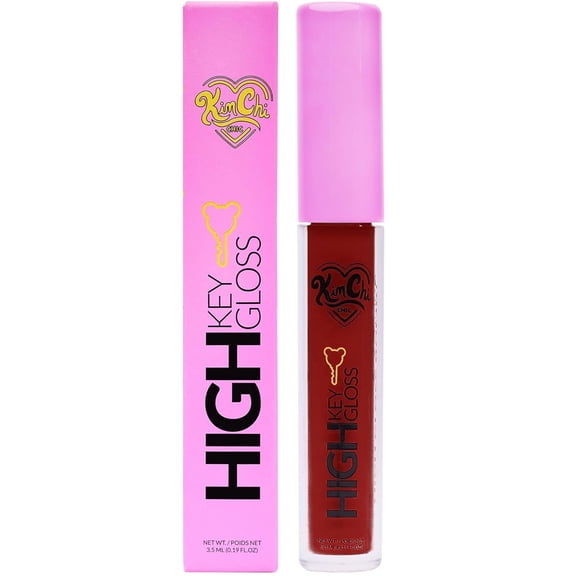 KimChi Chic Beauty High Key Gloss, High-Shine Lip Gloss Helps Illuminate Your Look and Face, Non-Sticky, Deep Burgundy Red, 04 Pomegranate, 3.5ml