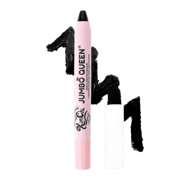Kimchi Chic Beauty Jumbo Queen Eye Crayon Multi Use Cream Eyeshadow Stick Eyeliner Primer Vitamin E Infused Blendable Smoky Eye Makeup Shade Cruelty Free 02 Black Sesame