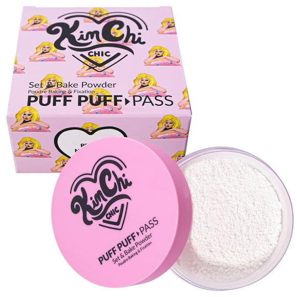 Kimchi Chic Beauty Puff Puff Pass Set and Bake Setting Powder for Makeup, Extra Fluffy Loose Face Powder Poof, Soft Natural Face Makeup for Uneven Skin Tone, 01 Ivander