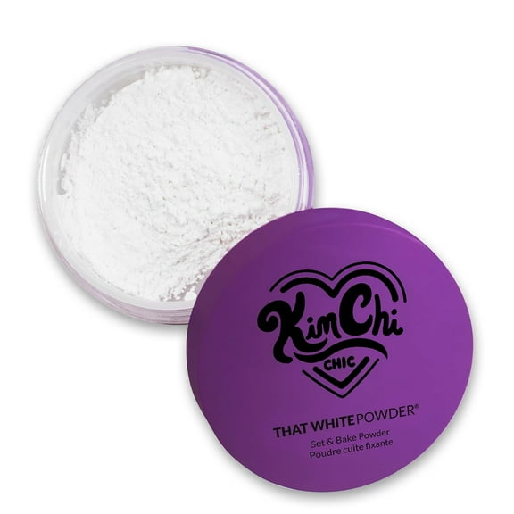 KimChiChic Beauty That WhitePowder Set and Bake Mattifying Setting Powder for Makeup, Extra Fluffy Loose Face Powder Poof, Soft Natural Face Makeup Helps Minimize the Appearance of Fine Lines, White