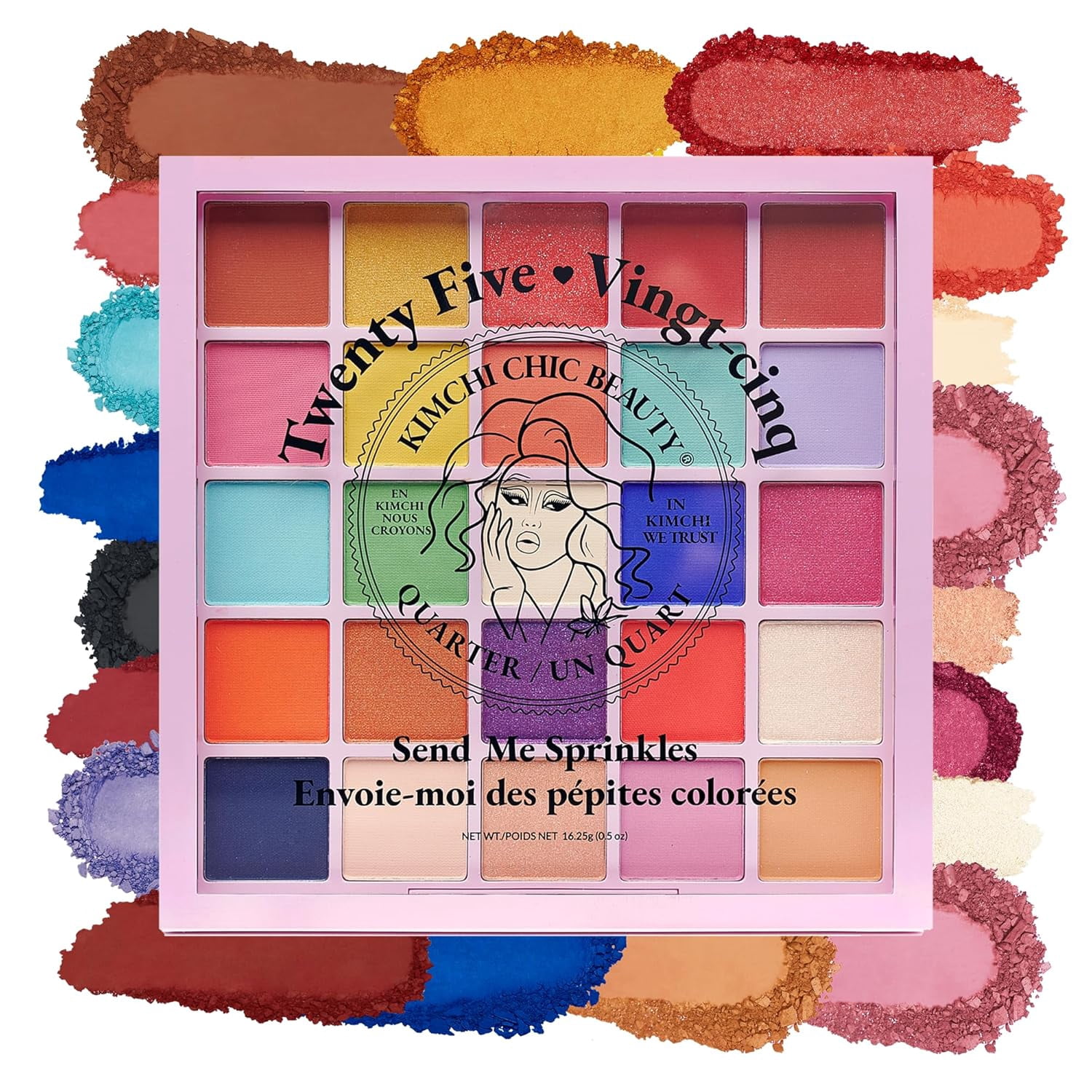 KimChi Chic Beauty Twenty Five Eyeshadow Palette, 01 Send Me Sprinkles, 25 Pigmented Rainbow Shades, 0.5 oz