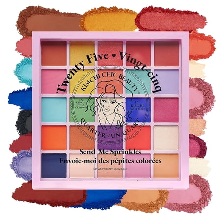 KimChi Chic Beauty Twenty Five Eyeshadow Palette, 01 Send Me Sprinkles, 25 Pigmented Rainbow Shades, 0.5 oz