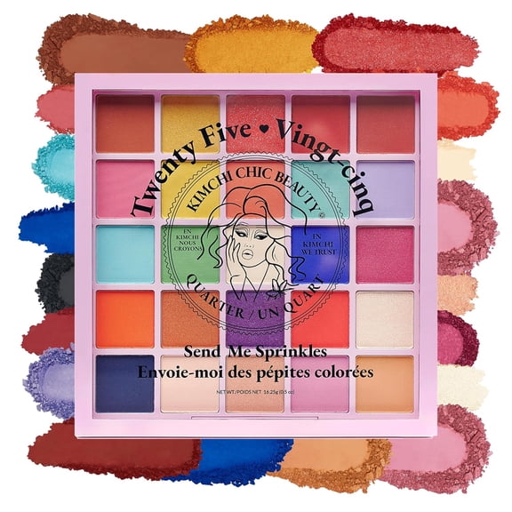 KimChiChic Beauty Twenty Five Shadow Palette, 25 Shimmer & Matte Shades, Cruelty Free & Vegan, Send Me Sprinkles 0.5 oz