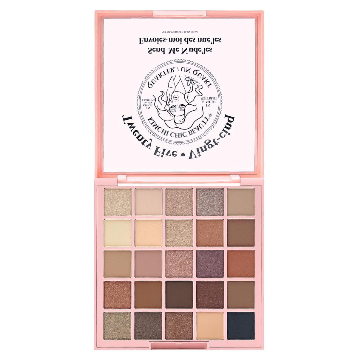 KimChi Chic Beauty Twenty Five Eyeshadow Palette - 25 Shimmer & Matte Shades for Day to Night Looks, Cruelty Free & Vegan Send Me Nude'Les 0.5 oz