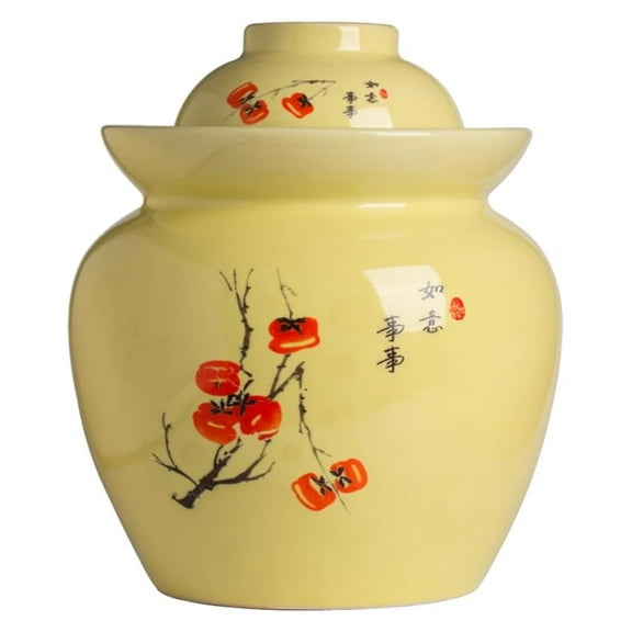 Kimchi Jar Glass Fermenting Jar Persimmon Pattern Traditional Chinese Fermentation Crock Large Capacity For Pickling Kimchi Sauerkraut Kitchen