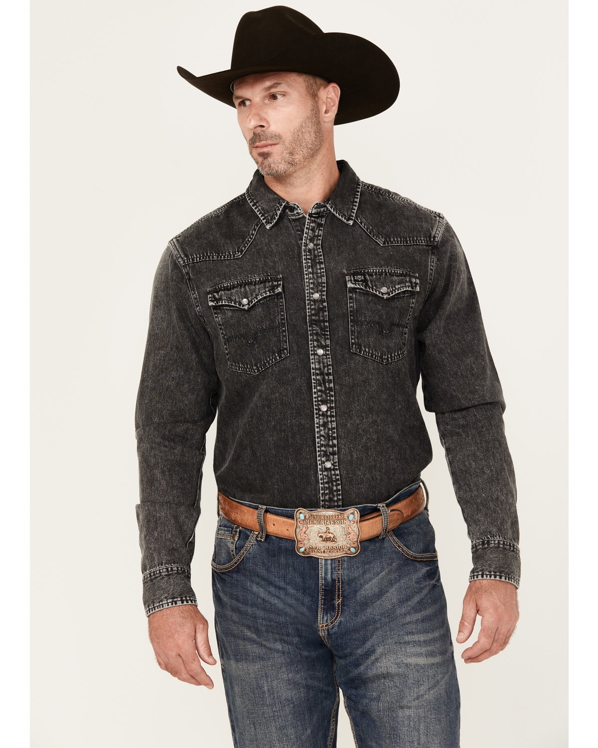 Kimes Ranch Men's American Bullseye Long Sleeve Shirt - Western Style Cotton Blend Tee