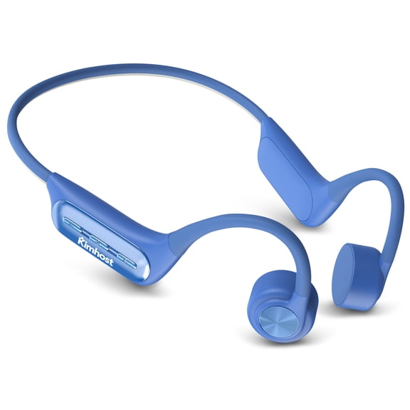 Kimhost Bone Conduction Headphones Bluetooth 5.3, IP68 Waterproof Open Ear Headphones with 32GB MP3 Player, 8H Playtime, Magnetic Charging, Quick Pairing for Sports Swimming - Light Blue