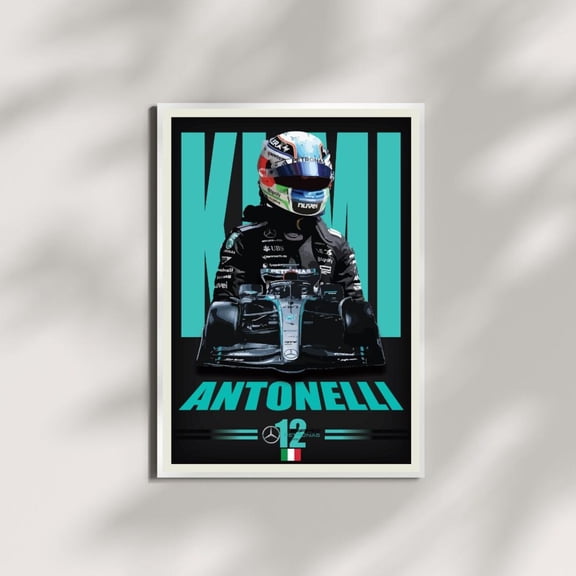 Kimi Antonelli F1 Mercedes Formula 1 Racing Art, Unframed Poster