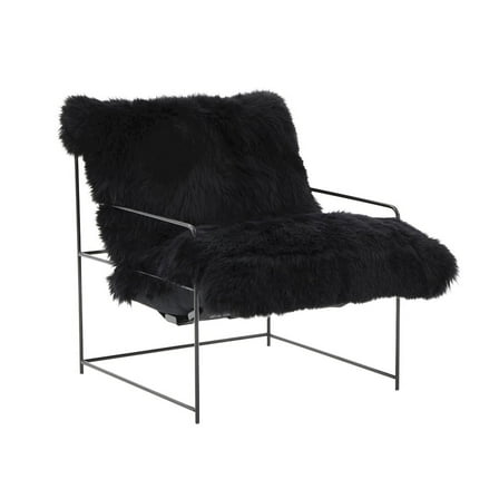 Kimi Black Genuine Sheepskin Chair