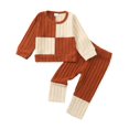 thumbnail image 1 of Kimi bear 18 Months Infant Baby Girl Outfit Set 24 Months Long Sleeves Color Block Top Jegging Pants 2pcs Clothing Brown, 1 of 7