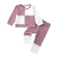 thumbnail image 1 of Kimi bear 3T Toddler Girl Outfit Set 4T Child Girls Long Sleeves Color Block Top Jegging Pants 2pcs Clothing Pink, 1 of 7