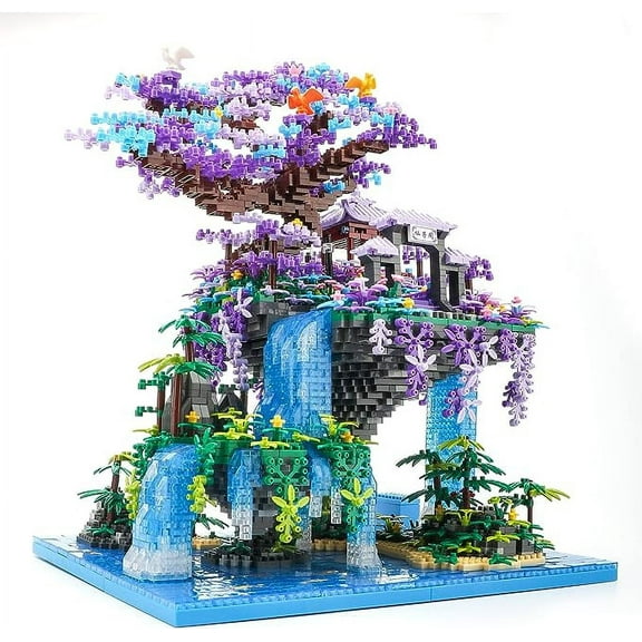 Kimiangel Architecture Building Sets, 4574 PCS Coloful Mini Building Blocks Sakura Tree House Micro Blocks Toys Gifts for Kids Adults, Cherry Blossom Tree Building Set