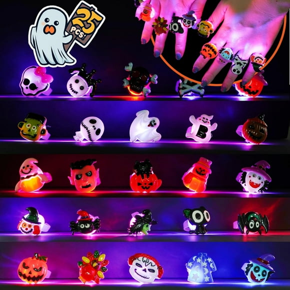 Kimiangel Party Favors for Kids 25 Pcs Light up Rings Birthday Party Favors Prizes Box Toys Glow Party Supplies