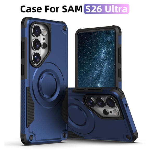 Kimify Rugged Case for Samsung Galaxy S26 Ultra, Magnetic Phone Case Heavy Duty Shockproof Work Phone Case, Dual Layer Anti-Scratch Protective Cover with Built-In Magnetic Ring, Blue