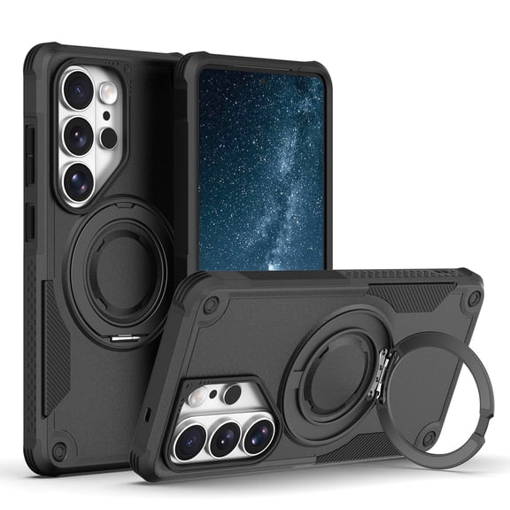 Kimify for Samsung Galaxy S26 Ultra Magnetic Phone Case With 360° Stand,Military-Grade Drop Protection Heavy Duty Shockproof Rugged TPU Case Full Body Protective Black