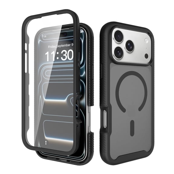 Kimify iPhone 17 Pro Max Phone Case, MagSafe Charging Compatible, Full Body Military Drop Protection With Built-In Screen & Camera Protector,Black