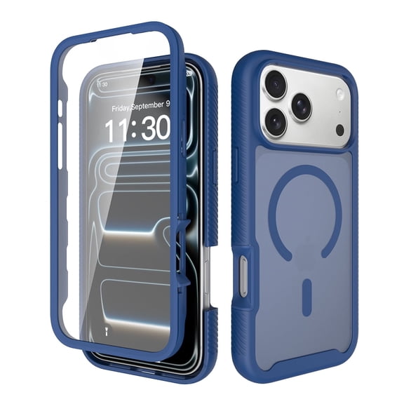 Kimify iPhone 17 Pro Max Phone Case, MagSafe Charging Compatible, Full Body Military Drop Protection With Built-In Screen & Camera Protector,Blue