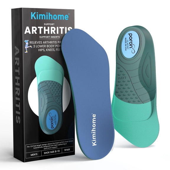 Kimihome Plantar Fasciitis Insoles for Men Heel Pain Relief Orthotics 3/4 Length Arthritis Support Inserts Relieve Arthritis Pain,General Heel Aggravation for Work Boots Men's 8-13, 1 Pair