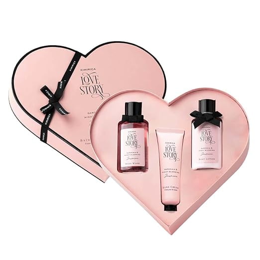 Kimirica Luxury Gift Set For Men & Women Love Story Little Heart Hamper | Luxury Bath & Body Care Gift Set For All Ocassions | Perfect Birthday & Anniversary Premium Gift Pack of 3