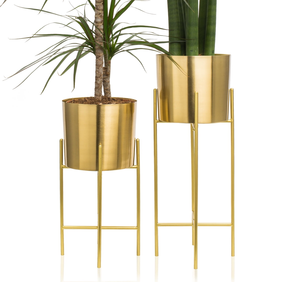 Grace Metal Small Decorative Modern Indoor Planters Flower Pots Pack Of 2  Gold