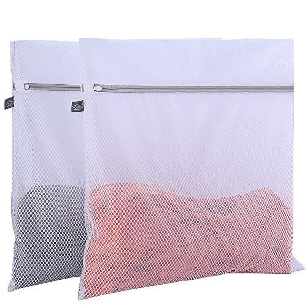 XXL White Honeycomb Mesh Laundry Bags with Zipper Closure