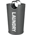 thumbnail image 1 of Kimmama 90L Portable Foldable Waterproof Laundry Basket with Handle, Dark Grey, 1 of 7