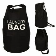 Kimmama Black Laundry Bag with Strap,70L Laundry Backpack for Camping