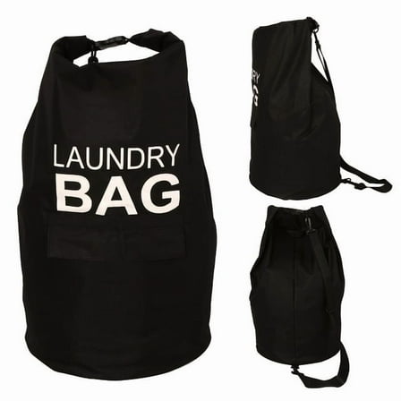 Kimmama Black Laundry Bag with Strap,70L Laundry Backpack for Camping