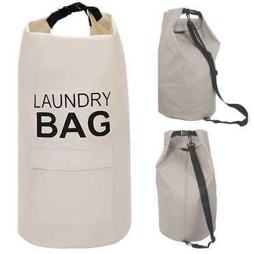 Kimmama Rice White Laundry Bag with Strap,70L Laundry Backpack for Camping