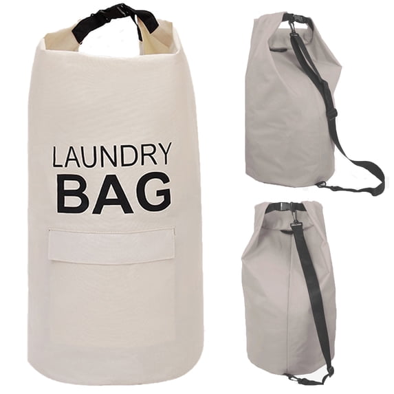 Kimmama Rice White Laundry Bag with Strap,70L Laundry Backpack for Camping