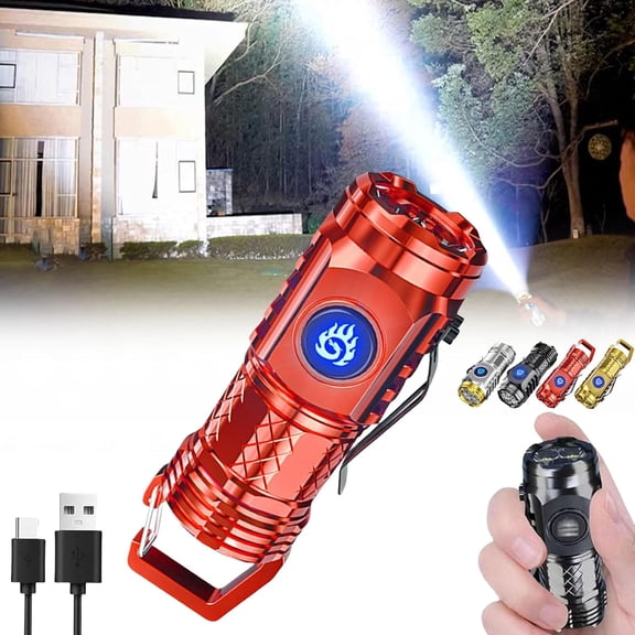 Kimmer Alista Flashlight, Ming B Flashlight,Curtain Guess Flashlight,LED Thumb Sized Flashlight,Three-Eyed Monster Mini Flash Super Power Flashlight,Pocket Flashlight,Portable & Waterproof (Red)