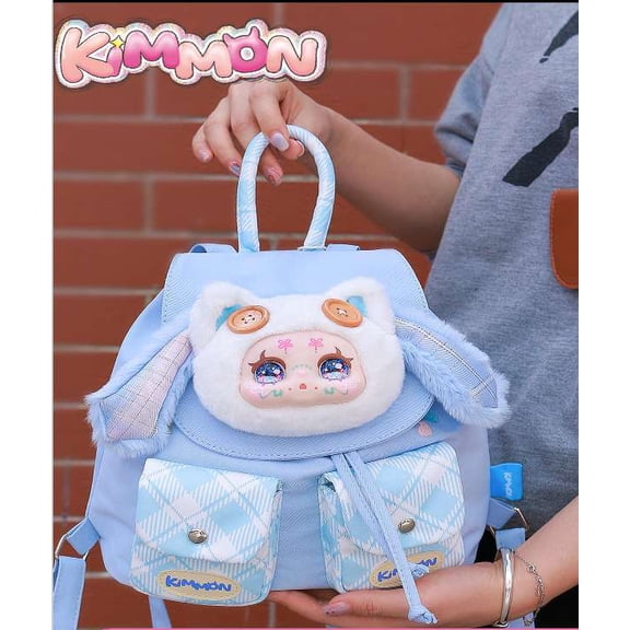 Kimmon Spring Fields Newborn Sky Blue Vinyl Plush Face Backpack