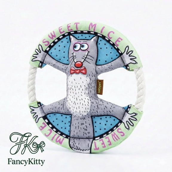 FancyKitty Tough Toys Chewable Rope & Frisbee Dog Toy for Bite-Resistant Gray Round Animal Print Large