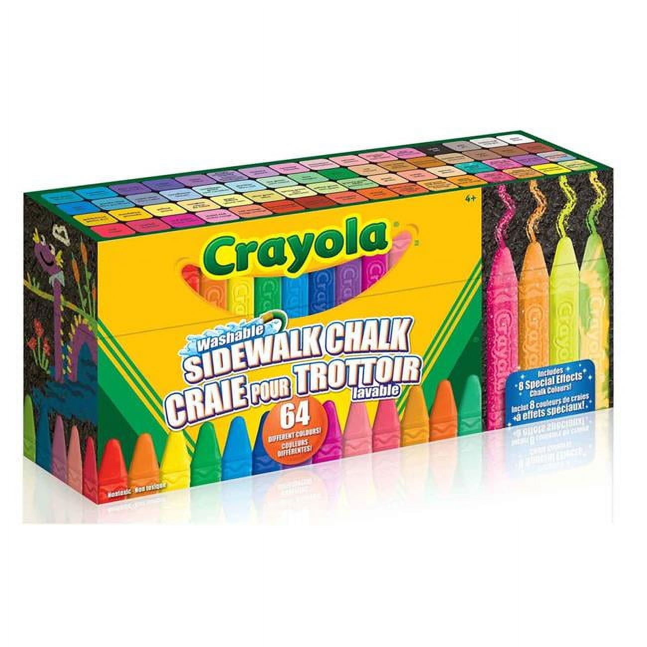 Kimmy Shop Crayola Washable Sidewalk Round Chalk, Multicolor, 64 Count, Box Pack