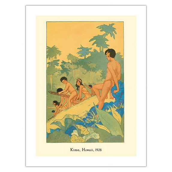 Kimo Hawaii - Vintage Hawaiian Book Illustration by Lucille Webster Holling c.1928 - Fine Art Matte Paper Print (Unframed) 18x24in