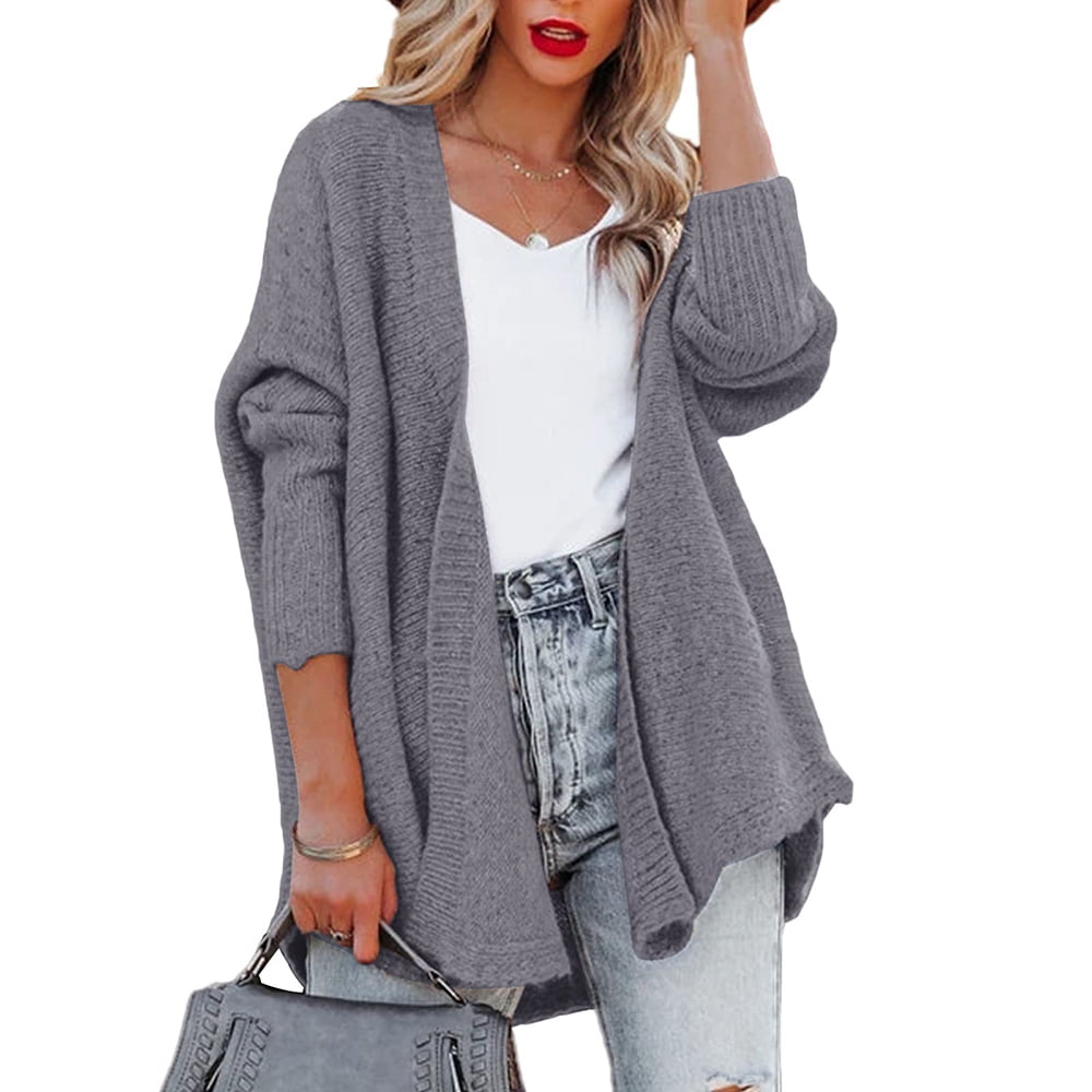 Kimono Batwing Long Sleeve Knit Cardigan Sweaters Open Front Oversized — free download