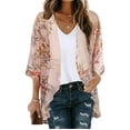 thumbnail image 1 of Kimono Cardigan Beige,Kimono Cardigans for Women Summer Short Chiffon Floral Sun Cover Up Top Lightweight Boho Shawl Beach Open Front, 1 of 5