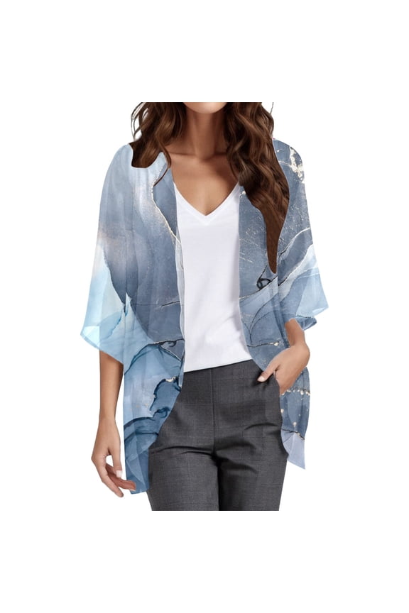 Kimono Cardigan Women Breathable Half Sleeve Chiffon Cardigan Top Open Front Casual Cover Up Loose Fit Women'S Cardigans