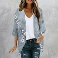 thumbnail image 1 of Kimono Cardigans for Women 3/4 Sleeve Lightweight Floral Print Summer Tops Boho Vacation Beach Outfits Loose Casual Swimwear Cover Ups Flowy Fashion Going Out Tops Refund On Flash, 1 of 5