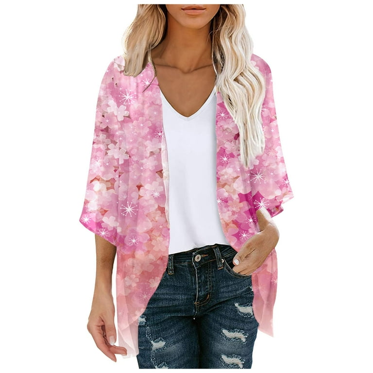 Kimono Cardigans for Women Kimono Sleeve Chiffon Loose Cover Up