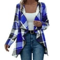 thumbnail image 1 of Kimono Cardigans for Women, Yigetop Women Plaid Casual Long Sleeve Open Front Work Blouses Lightweight Fall Jacket Work Clothes Plaid Cardigans for Women Blue L, 1 of 1