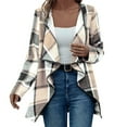 thumbnail image 1 of Kimono Cardigans for Women, Yigetop Women Plaid Casual Long Sleeve Open Front Work Blouses Lightweight Fall Jacket Work Clothes Plaid Cardigans for Women Khaki 2XL, 1 of 1